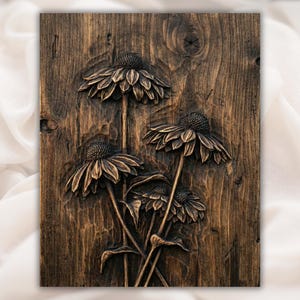 Wildflower 3D Relief STL view 1