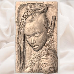 Viking Warrior Woman 3D Relief STL view 2