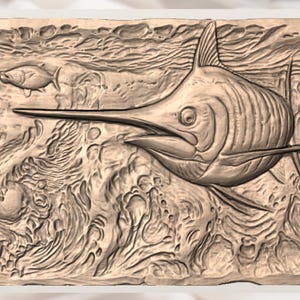 Marlin Swordfish Relief STL view 3