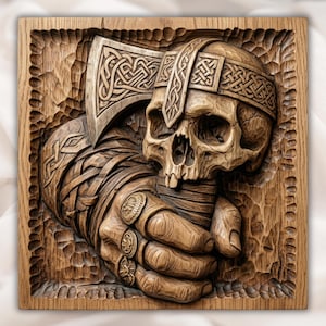 Norse Warrior Skull STL view 1