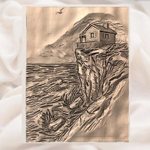 Coastal Cliff House 3D Relief STL File view 2