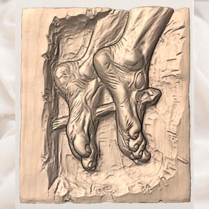 Crucifixion Nails Hands Relief STL view 2