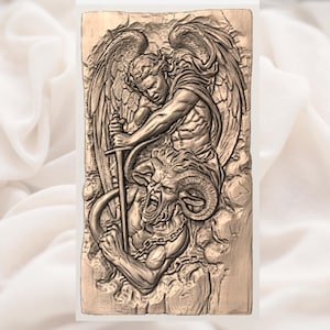 Archangel vs Demon 3D Relief STL File view 2