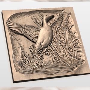 Mallard Duck Landing 3D Relief STL view 2