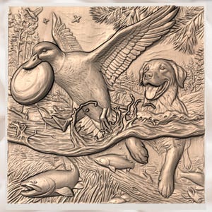 Duck Hunting Dog 3D Relief STL File view 3