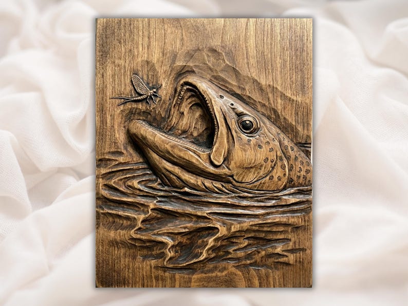 Trout Rising 3D Relief STL