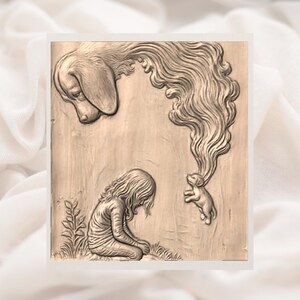 Rainbow Bridge Pet Memorial 3D Relief STL view 2
