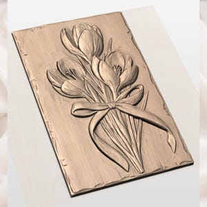 Crocus Flowers Relief STL view 3