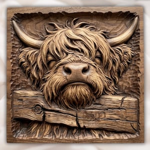 Highland Cow Relief STL view 1