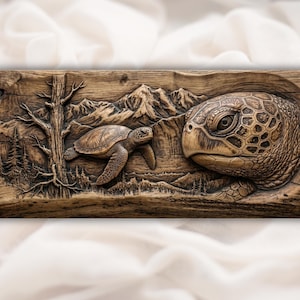 Sea Turtle Relief STL for CNC view 1