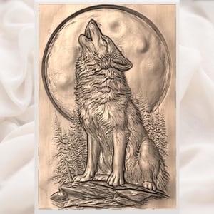 Howling Wolf Moon 3D Relief STL view 2