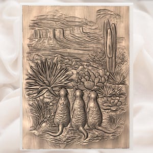 Desert Meerkats 3D Relief STL File view 3