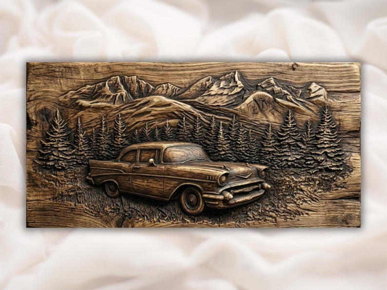 Classic Car Mountain 3D Relief STL
