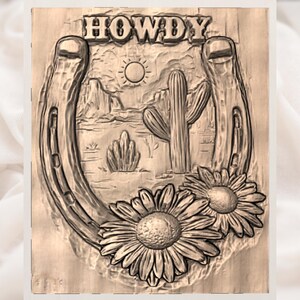 Howdy Western 3D Relief STL File view 2