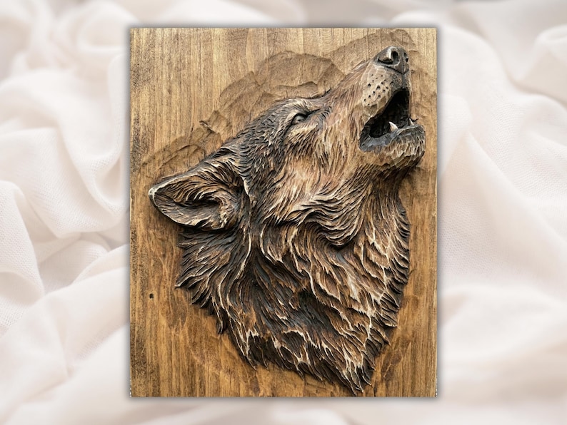 Howling Wolf 3D Relief STL File