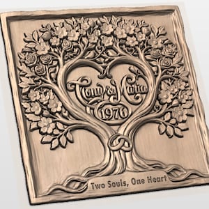 Custom Wedding Anniversary Tree of Life STL view 2