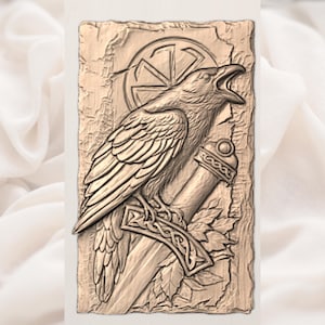 Viking Raven Relief STL view 3