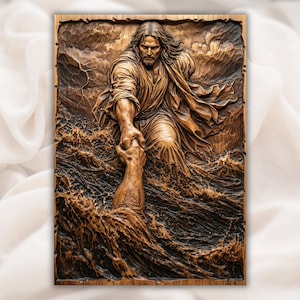 Jesus Saves Peter 3D Relief STL view 1