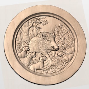 Wild Boar Hunt Relief STL view 2