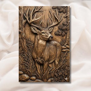 Whitetail Deer Buck 3D Relief STL view 1