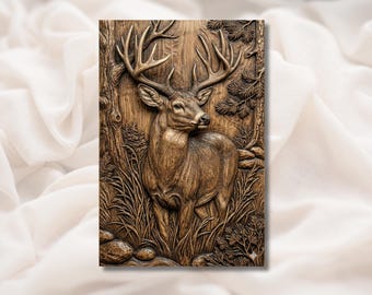 Whitetail Deer Buck 3D Relief STL | Woodland Stag Wildlife Wall Art Panel | CNC Router 3D Print Laser Engrave File