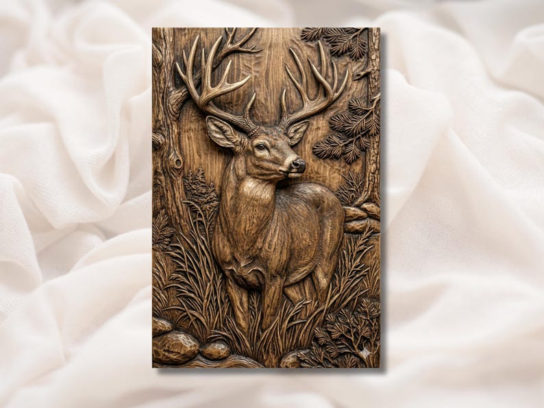 Whitetail Deer Buck 3D Relief STL