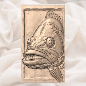 Bass Fish 3D Relief STL File view 2