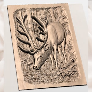 Stag Deer 3D Relief STL view 3