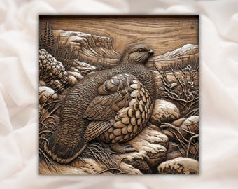 Partridge Bird STL Relief | Wildlife Winter Scene 3D Carving File for CNC Router | Aspire, VCarve Pro, Carveco, Fusion 360, ArtCAM