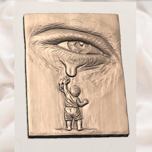 Giant Eye & Child 3D Relief STL view 3