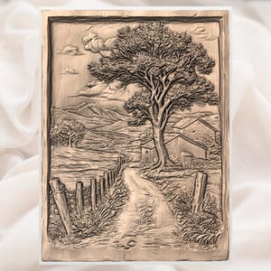 Country Road Farmhouse 3D Relief STL view 2