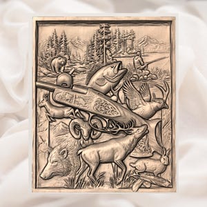 Hunting Trophy Collage 3D Relief STL view 3