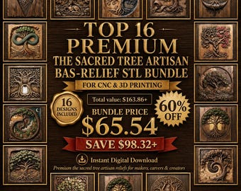 Tree of Life Mega Bundle 3D Relief STL | Yggdrasil Celtic Wall Art | CNC Router File