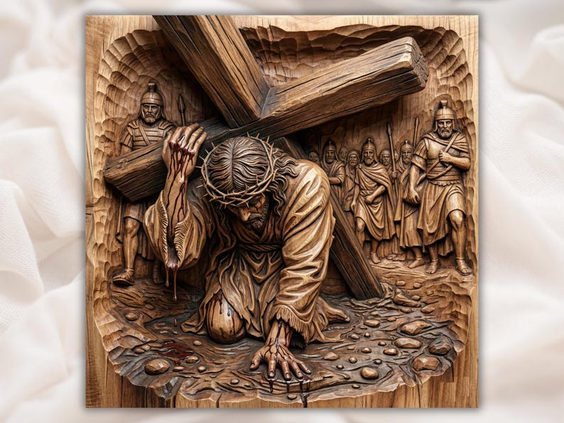Jesus Carrying Cross Relief STL