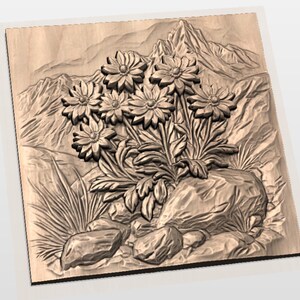 Mountain Flowers 3D Relief STL File view 2