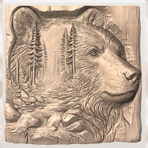 Bear Forest River 3D Relief STL view 3