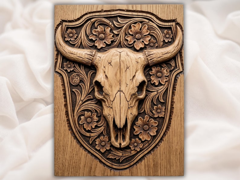 Bull Skull Floral STL