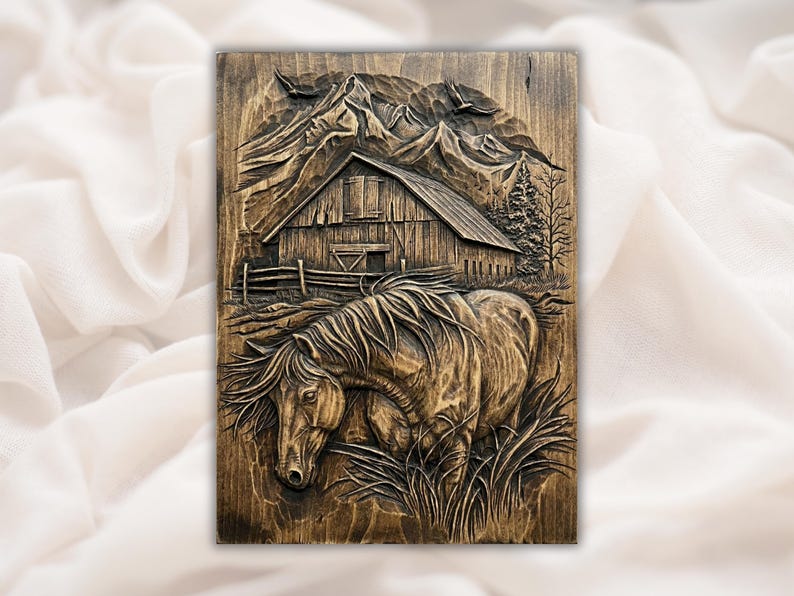 Rustic Horse Barn STL Relief
