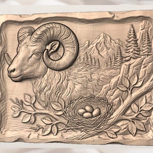 Bighorn Sheep STL 3D Relief view 3