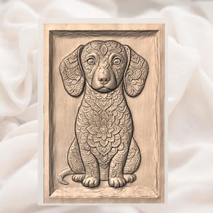 Ornate Puppy 3D Relief STL view 2