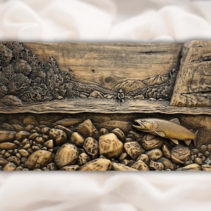 Trout River Cutaway 3D Relief STL view 1