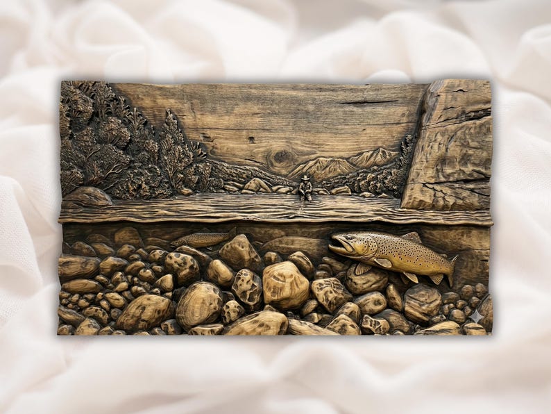 Trout River Cutaway 3D Relief STL