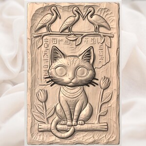Bastet Cat Relief STL view 3