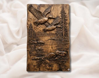 Flygande ankor 3D-relief STL | Väggkonstpanel med sjöfåglar | CNC-router 3D-utskrift, lasergraveringsfil