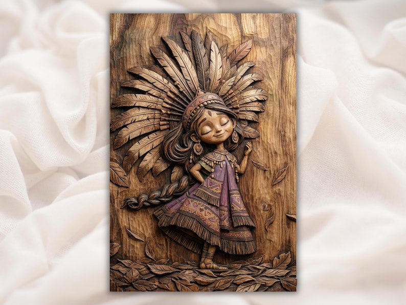 Cute Tribal Girl 3D Relief STL
