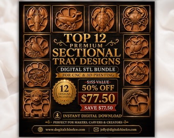 Serving Trays Bundle STL files  for CNC Router | Food Platter Woodworking Trays | Wooden Serving Trays Carving | Kitchen Decor