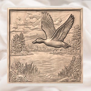 Flying Mallard Duck 3D Relief STL view 3