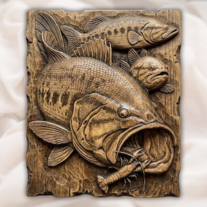 Bass Fishing Relief STL view 1