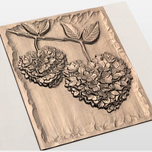 Hydrangea Heart Relief STL view 3