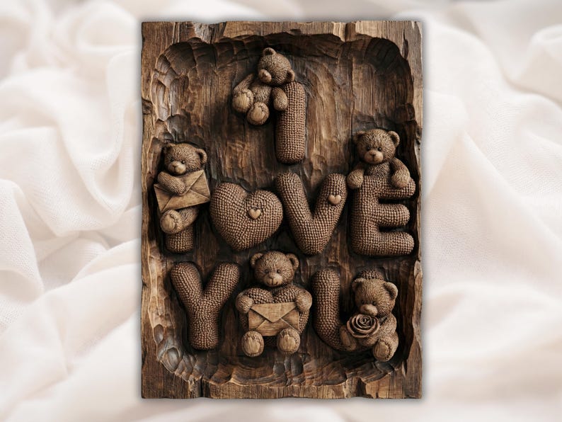 Teddy Bear “I Love You” 3D Relief STL